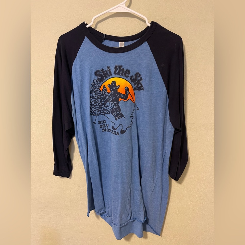 Vintage Ski the Sky Montana baseball tee XL